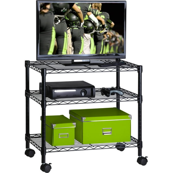 Honey Can Do 3Shelf Steel Rolling Cart with Locking Wheels, Black