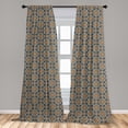 thumbnail image 5 of Ambesonne Vintage Curtains, Delicate Little Florets, Pair of 28"x84", Dark Blue Orange, 5 of 5