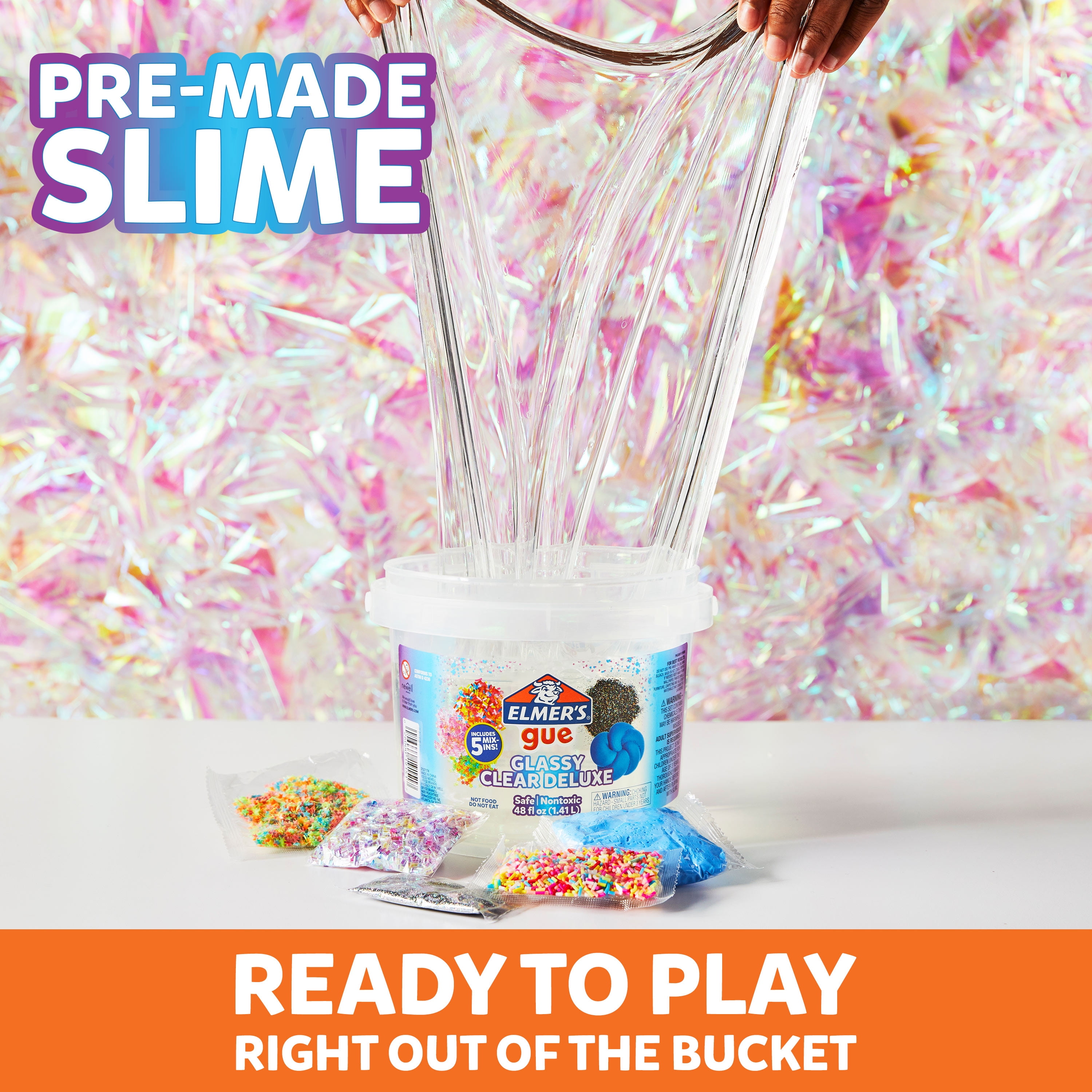 4 LB Huge Glassy Clear Slime Bucket Toy for Kids, FunKidz 64 FL OZ Premade  Big Crystal Slime Pack Gift with 29 Sets Add-ins Jumbo Slime Kit for Girls