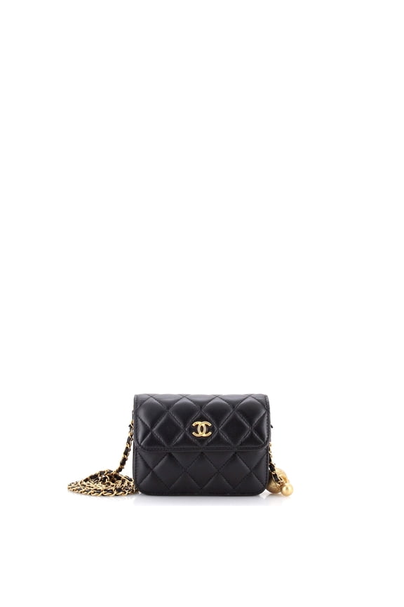 Pre-Owned Pearl Crush Flap Clutch with Chain Quilted Lambskin Mini By Rebag