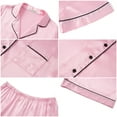 thumbnail image 5 of UVN Pajamas Sets for Women Short Sleeve Button Down Tops and Shorts 2 Piece Outfit Soft Satin Silk Pjs Sleepwear Loungewear, 5 of 8