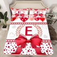thumbnail image 2 of Castle Fairy Boys Girls Letter Monogrammed E 4 Pieces Queen Sheet Sets,Kawaii Red Bow Ultra Soft Flat Sheet,Love Heart Print Queen Fitted Sheet,Super Cozy Room Decor, 2 of 7