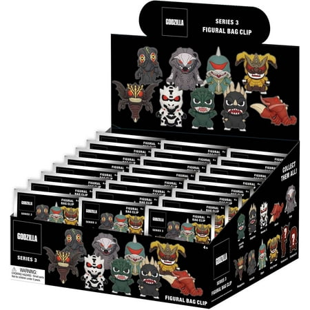 Godzilla 3D Figural Foam Bag Clip Classic Series 3 Mystery Box (24 Packs)