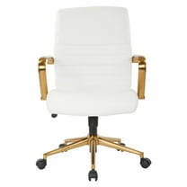 AVE-SIX Mid-Back Office Chair in White Faux Leather and Gold
