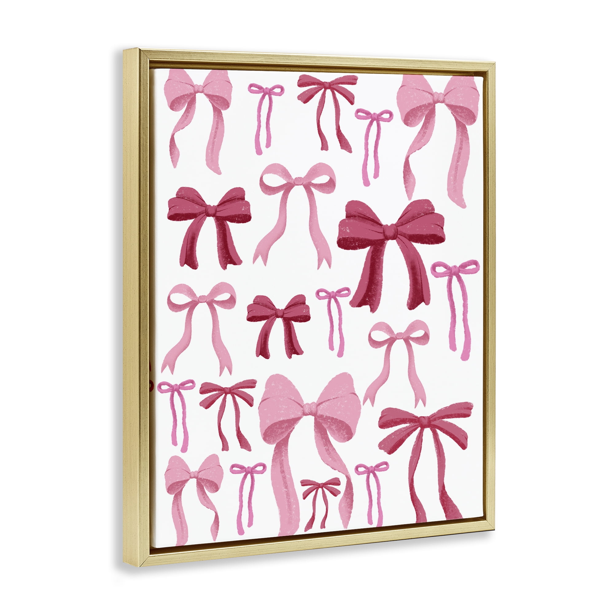 Stupell Industries Bows All Over Pink & Red Gold Framed Floater Canvas Wall Art, design by Marcus Prime
