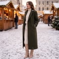 thumbnail image 5 of Rexolia Women's Wool Blend Coat Long Sleeve Notch Lapel Long Trench Fall Winter Office Army Green Women, 5 of 7