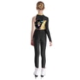thumbnail image 2 of Jowowha Girls Ice Skating Bodysuit Jumpsuit Kids Metallic Patchwork Figure Ice Skating Gymnastic Gold 12, 2 of 7
