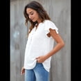 thumbnail image 4 of Blusa de Mujer con Cuello en V y Mangas con Volantes, Blusas Holgadas, Elegantes, Casuales, Lindas, para Verano S, 4 of 9