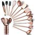 thumbnail image 1 of Copper Kitchen Utensils Set,13 Pieces Stainless Steel Cooking Utensils Set with Titanium Rose Gold Plating,Kitchen Tools Set with Utensil Holder for Non-Stick Cookware Dishwasher Safe (13 Packs), 1 of 7