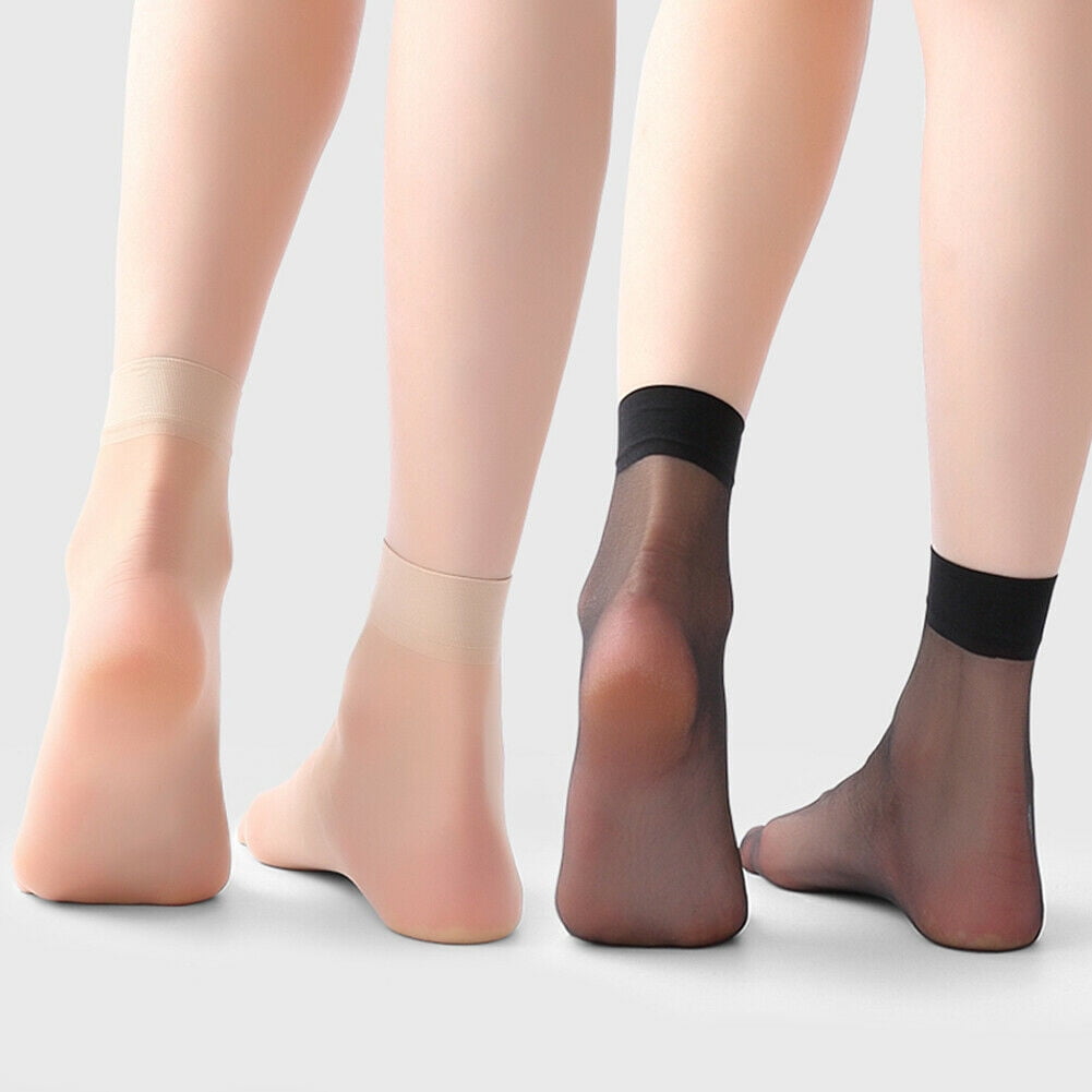 3 PAIRS Women's Ultra-thin Elastic Silky Sheer Short Socks Above Ankle Stockings