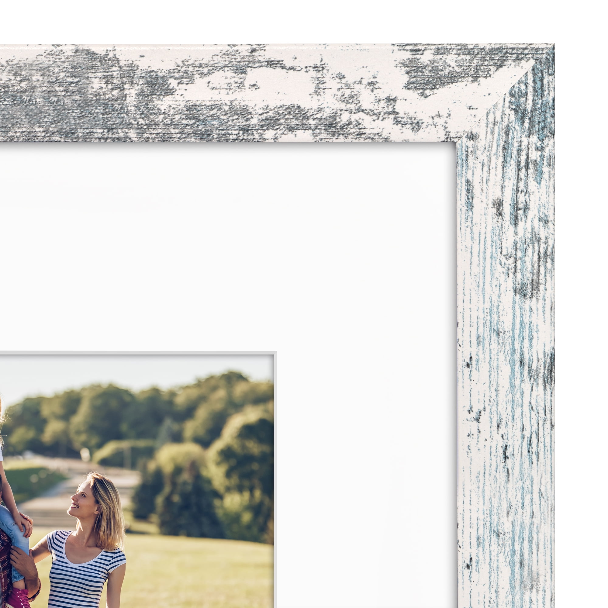 Americanflat 11x14 Picture Frame with Shatter-Resistant Glass Fits 8x10 Photos with Mat Hudson Distressed - White