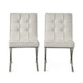 thumbnail image 2 of Noble House Harper Modern Bonded Leather Dining Chairs, Set of 2,Silver,White, 2 of 11