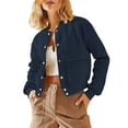 thumbnail image 2 of Chaqueta de Mujer para Otoño/Invierno, Larga, Cuello Alto, con Bolsillo Lateral. Azul Marino L, 2 of 8