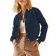 thumbnail image 2 of Chaqueta de Mujer para Otoño/Invierno, Larga, Cuello Alto, con Bolsillo Lateral. Azul Marino XXL, 2 of 8