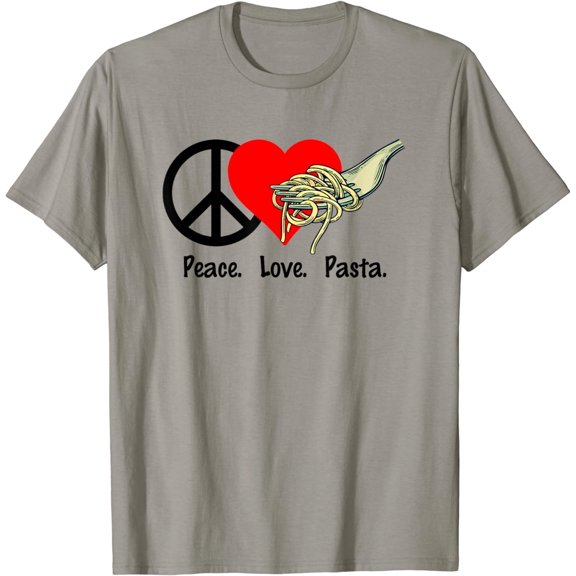 Peace Love Pasta Shirt T-Shirt Tee - Eat Fork Spaghetti