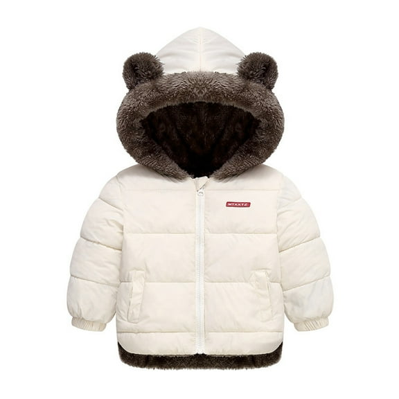 Baby Boy Winter 𝐅𝐥eece Coat Toddler Puffer Jacket Bear Ears Hooded Jacket Coat Baby Girl Outerwear Warm Clothes