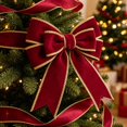thumbnail image 4 of 1 Roll Christmas Velvet Ribbon, 6cm Wide x 2 Meter Soft Plush Velvet Ribbon with Gold Edge for Christmas Gift Wrapping Wreath Tree Hair Bow DIY Decor, Clearance Burgundy Wine, 4 of 6