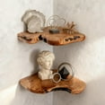 thumbnail image 3 of Corner Floating Shelf Set of 2, Solid Cedar Wood 10.86 x 11.5 inches Floating Corner Shelves for Bedroom, Living Room, Bathroom, Kitchen, 3 of 9