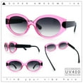 thumbnail image 2 of Womens Mod Oval Thick Plastic Fancy Chic Fashion Sunglasses Pink Black - Smoke, 2 of 8