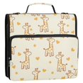 thumbnail image 2 of Haosy 3 Ring Zipper Binder with Shoulder Strap Waterproof Trapper Keeper 2 Inch D-Ring 500 Sheets Capacity, Giraffe Yellow Heart Star, 2 of 8