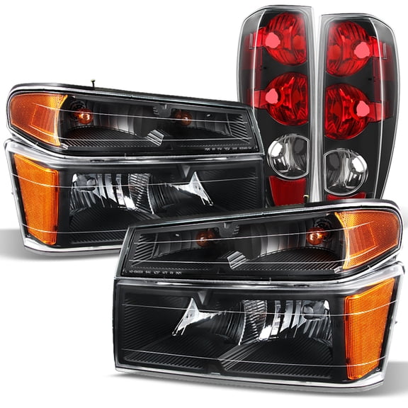 AKKON - For 2004-2012 Chevy Colorado | GMC Canyon Replacement Pair LH   RH Black Head Lights & Tail Brake Lights