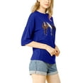 thumbnail image 3 of MODA NOVA Junior's Drop Shoulder 3/4 Sleeves Horse Print Loose Top, 3 of 6