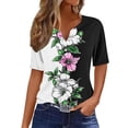 thumbnail image 3 of 2026 Summer Tops for Women V Neck Short Sleeve Vintage Floral Print Blouses Loose Fit Spring Lounge Shirts Going Out Tops Business Dressy Casual Outfits Airport Travel Vacation Outfits, 3 of 6