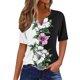thumbnail image 2 of TaTaai Women Fashion V Neck Button Detail T Shirts Random Print Loose Short Sleeve Tops Casual Soft Comfortable Lightweight Daily Home Outfits Gift, 2 of 7