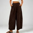 thumbnail image 2 of Telankuip Polka Dot Baggy Barrel Pants for Women Elastic High Waisted Wide Leg Summer Casual Boho Pants Soft Loose Fit Breathable Comfortable Ankle Length Trousers with Pockets 2-Brown L, 2 of 4