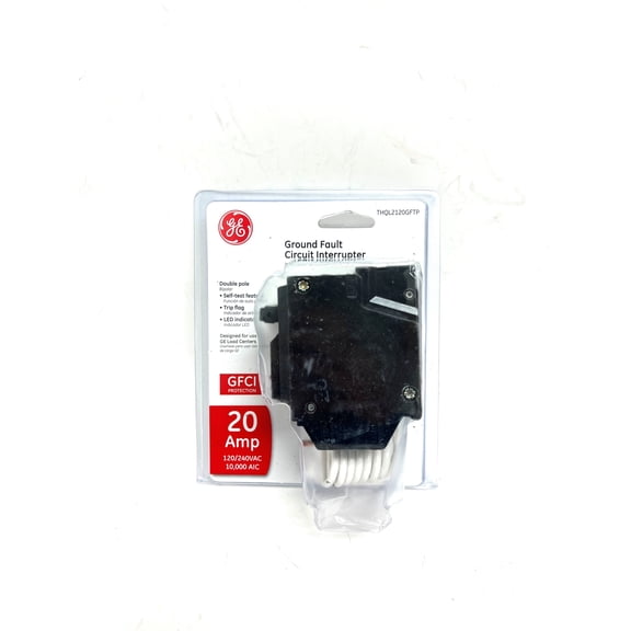 GE 20 Amps Ground Fault 2-Pole Circuit Breaker W/Self Test