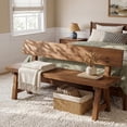 thumbnail image 4 of Finmind Solid Wood Bench with Back, 47" Farmhouse Indoor Bench Seat for Entryway,  Rustic Brown, 4 of 9