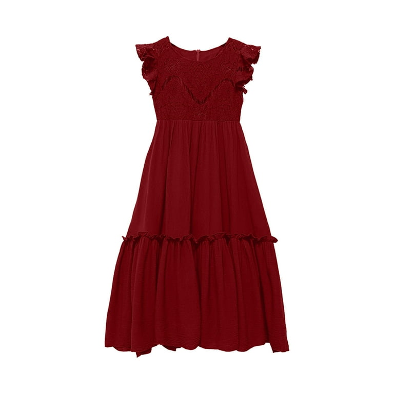 Red Backless Layered Gauze Princess Girl Dress Red Backless Layered Gauze Princess Girl Dress