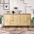 thumbnail image 4 of Hassch 60" Wooden Sideboard Buffet Cabinet with Metal Legs, Large Storage Accent Cabinet with 4 Decorative Doors, Hallway Console Cabinet for Kitchen, Dining Room, Living Room, Brown, 4 of 10