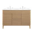 thumbnail image 5 of Double Sink Vanity Cabinet, White Oak, Wood, Mid Century Hotel Bedroom Bathroom, Modern Contemporary HB33393, 5 of 11