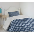 thumbnail image 4 of Ambesonne Navy Blue Quilted Bedspread Set 2 Pcs, Daisy Like Flowers, Twin Size, Navy Blue and White, 4 of 6
