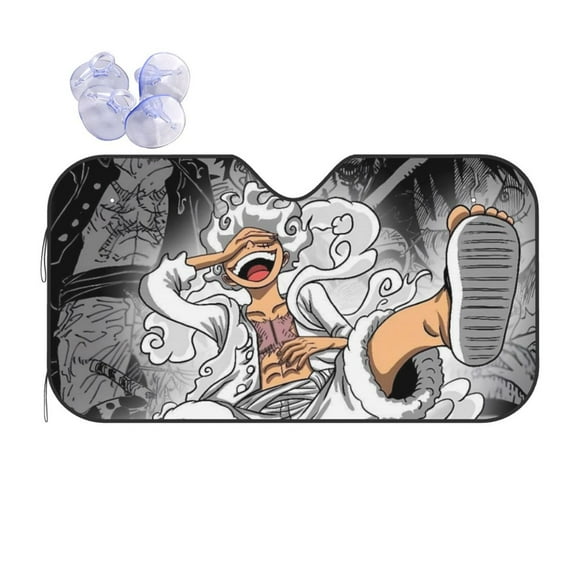 Front Windshield Sun Shade One Piece Luffy Folding Shield UV Ray Blocks Visor Protector for Car Truck SUV Medium