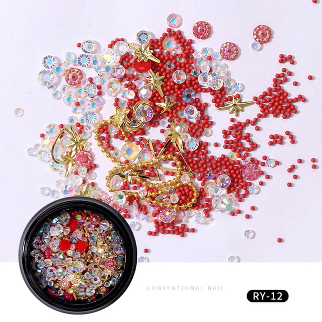 PVCS Colorful DIY Rhinestone Bead Chain Set Three-dimensional Nail Decoration
