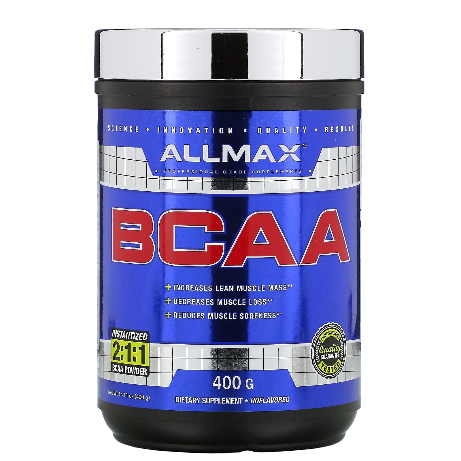 AllMax Nutrition BCAA 2:1:1 - 80 Servings, Unflavored, 14.1 oz ...
