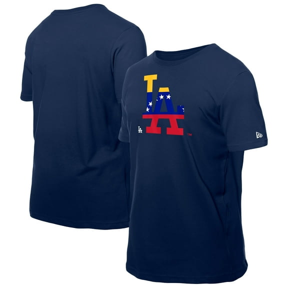 Men's New Era Navy Los Angeles Dodgers Venezuelan Flag Logo T-Shirt
