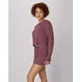 thumbnail image 3 of Hanes Women's Rib Crop Long Sleeve & Sleep Short Set Mauve Mood/Mauve Mood S, 3 of 4