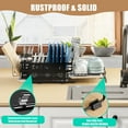 thumbnail image 2 of CEYAZYE Extendable Dish Drainers for Kitchen Counter, Small Dish Rack with Drying Tray 2 Tier Dish Drying Rack Stainless Steel Plate Dryer Rack with Utensil & Cup Holders, 2 of 7