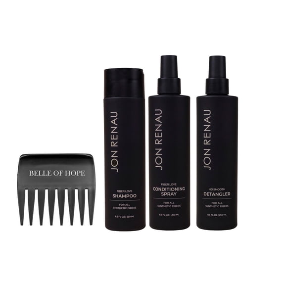 Jon Renau Synthetic Hair Care Kits (3PC 8oz Set (HD Smooth Detangler))