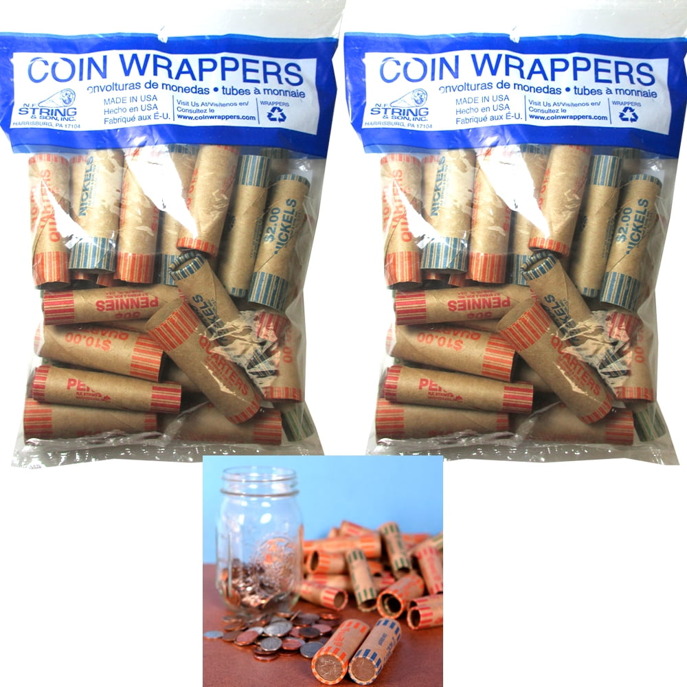 160 New Quarters-Dimes-Nickels & Pennys Pop-Open Flat Paper Coin Wrappers Tubes 