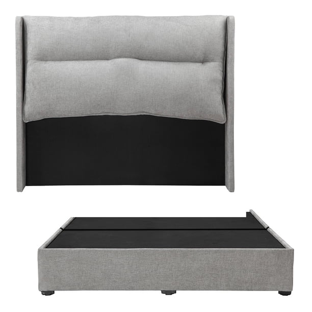 Recámara King Size Becca Gris Nickel con Cabecera + Box Base Cama