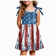 thumbnail image 3 of CAUYDY 2T 3T 4T Toddler Baby Girls' Independence Day Patriotic Dresses 5T 6T 7T Short Sleeve American Flag Star Stripe Print A Line Sundress (Sizes 3-4 Years,Blue), 3 of 6