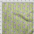 thumbnail image 3 of oneOone Cotton Silk Fabric Stripe|Watercolor Leaves & Peony Floral Decor Fabric Printed BTY 42 Inch Wide, 3 of 4