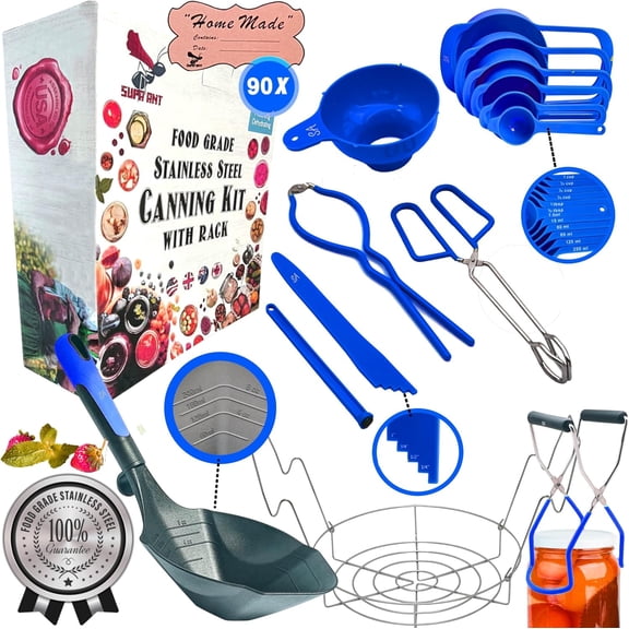 Canning Supplies Kit with Rack and Ladle by Supa Ant (Blue)
