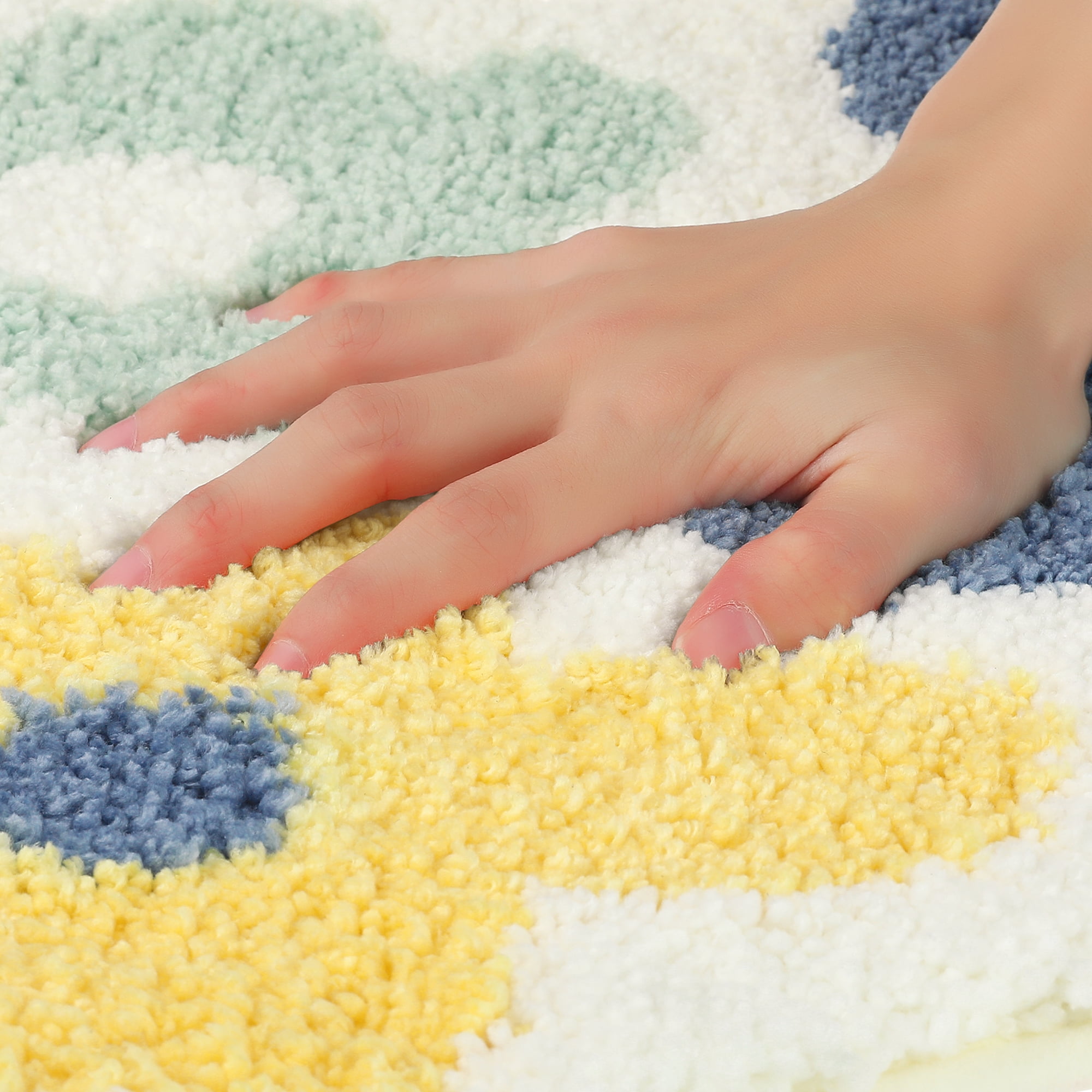 Unique Bargains 2 Pcs Printing Bath Mats Non-Slip Quick Dry Rugs for Bathroom Flower 16" x 24"