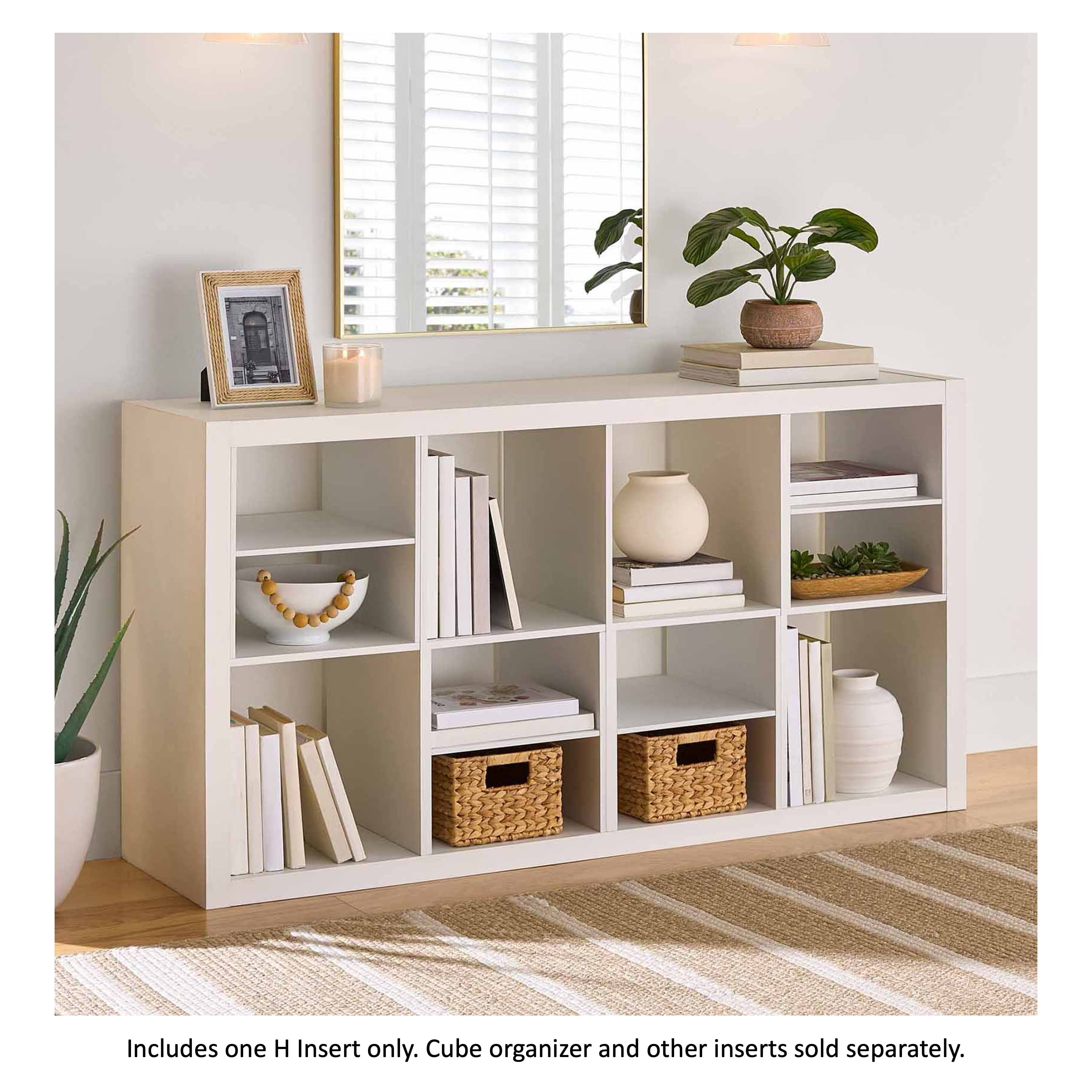 Better Homes & Gardens H Shelf Insert for Cube Organizers, White Texture