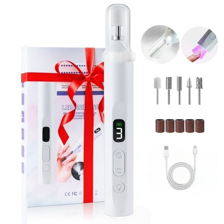 ODDPC Professional  Electric Nail Drill Kit, Portable Nail Tools, Nail Sander with UV Nail Lamp and Lighting,Nail File for Acrylic Nail Kit, for Nail Care Beauty Home Salon -White